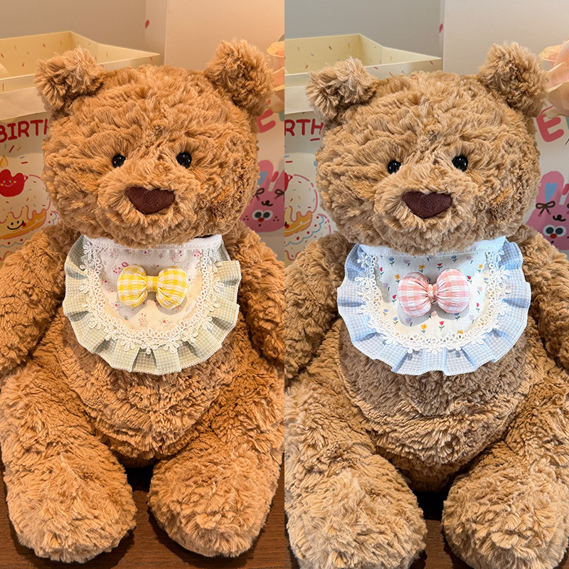 Barcelona Bear Bibs Cute Drool Bibs Handmade Cloth Bibs Doll Decoration Scarf Triangle Scarf Bibs