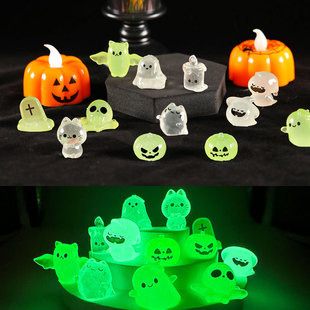 Micro landscape luminous Halloween creative cute ghost demon pumpkin decorations DIY accessories resin small ornaments
