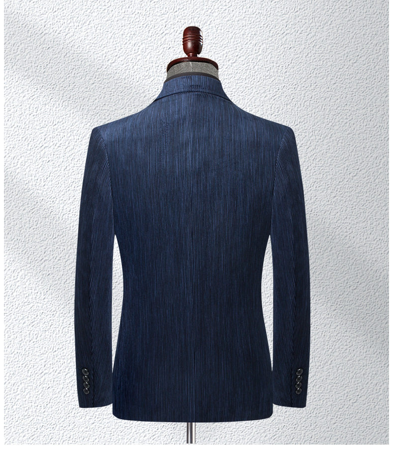 Áo vest nam nhung kẻ chống nhăn không cần là, dáng ôm, cổ vest một hàng hai nút — Màu cà phê, Màu xanh, Màu xanh lá chi tiết 11