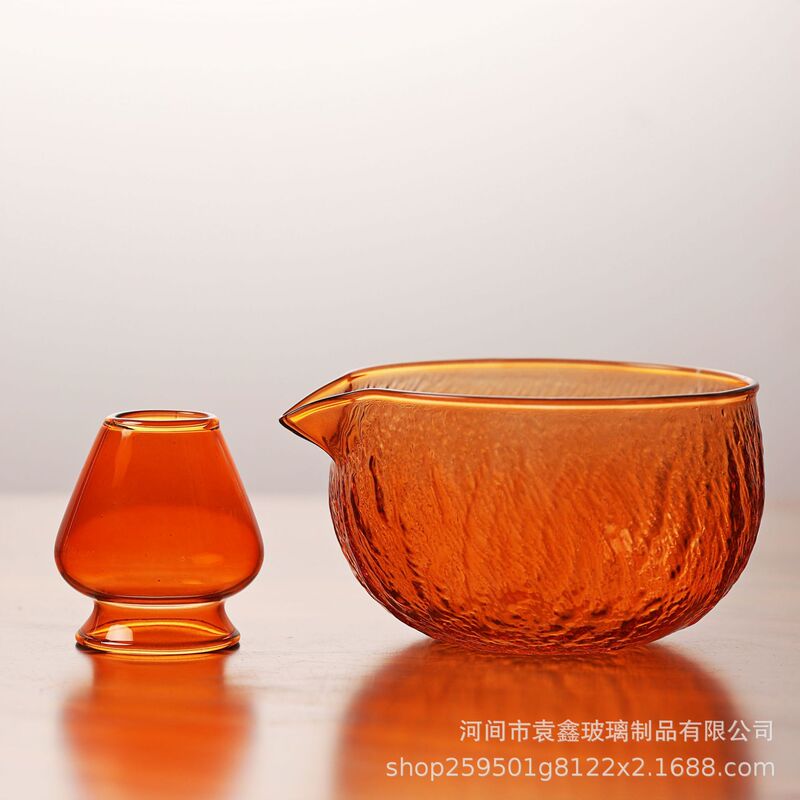 跨境专供 日式玻璃锤纹抹茶茶具套装茶筅抹茶刷百本立茶筅立组合|undefined