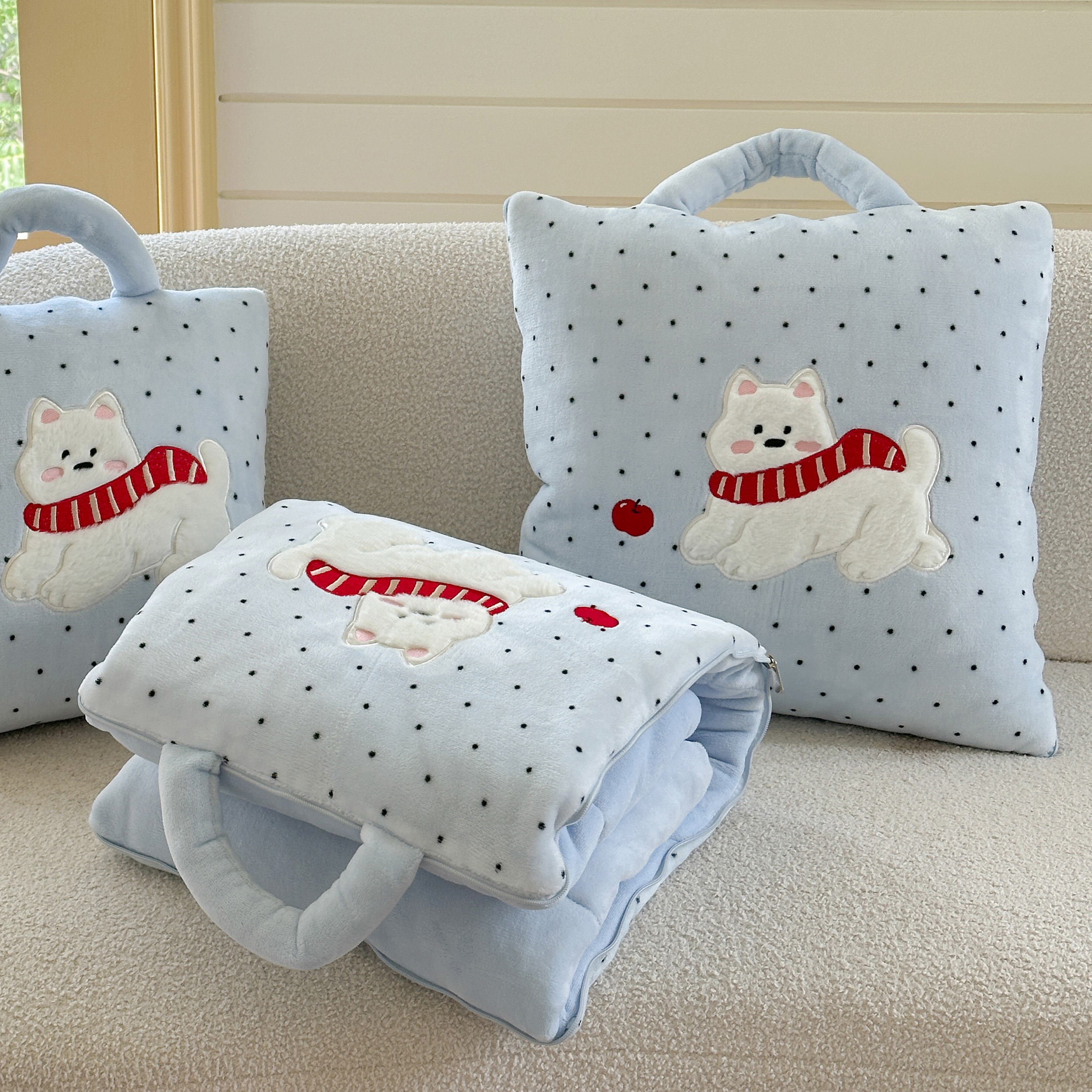 Thickened Milk Velvet Puppy Pillow Quilt Dual-Purpose Office Living Room Satchel Lunch Blanket Stack Student Cushion Winter