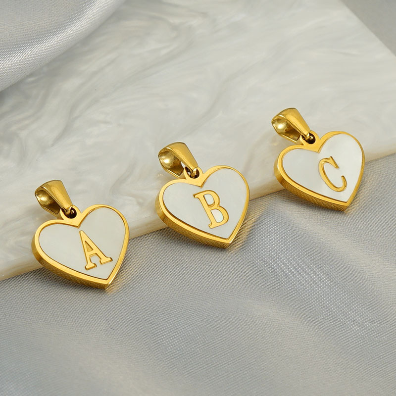 Pendant Jewelry Making Type 1 Piece 13*16mm Stainless Steel Shell Letter Heart Shape Polished Pendant