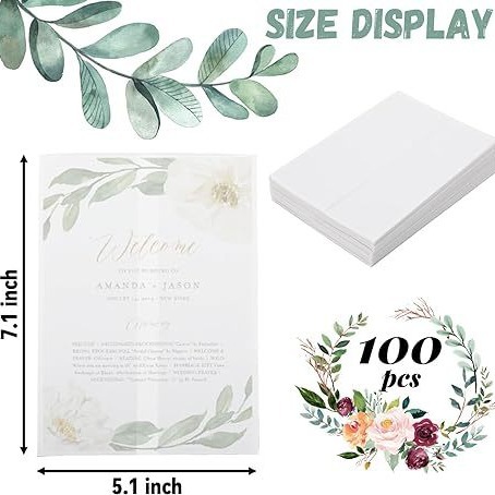 Sobre de papel de sulfato transparente en stock boda Amazon tarjeta de invitación transfronteriza Tarjeta de invitación de boda gracias tarjeta LOGO se puede agregar