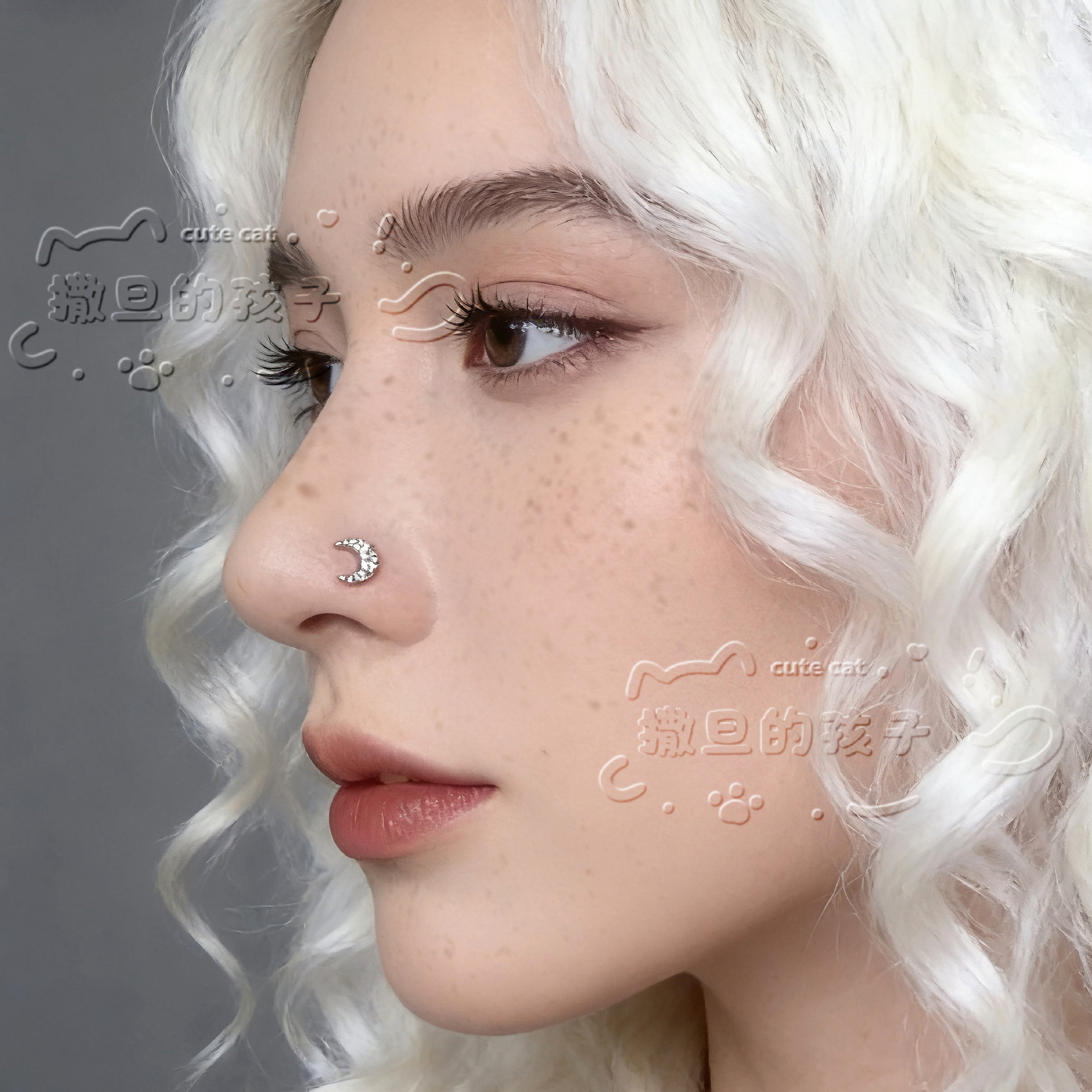 Labret stud lip piercing jewelry styling detail