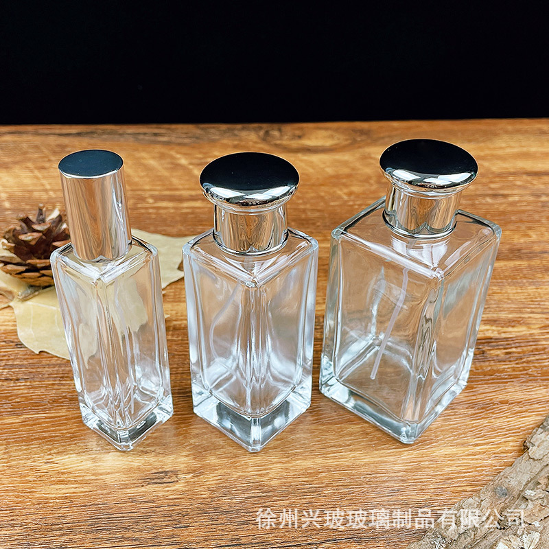 現貨香水玻璃瓶30ml 四方形50ml透明瓶100細噴霧爽膚水分裝空瓶