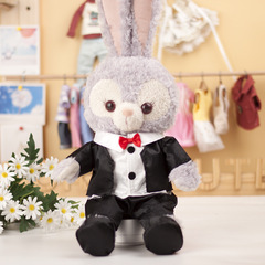 Stella the Ballet Rabbit Plush Toy, Black and White Suit with Shoes, Dress-Up Costume
