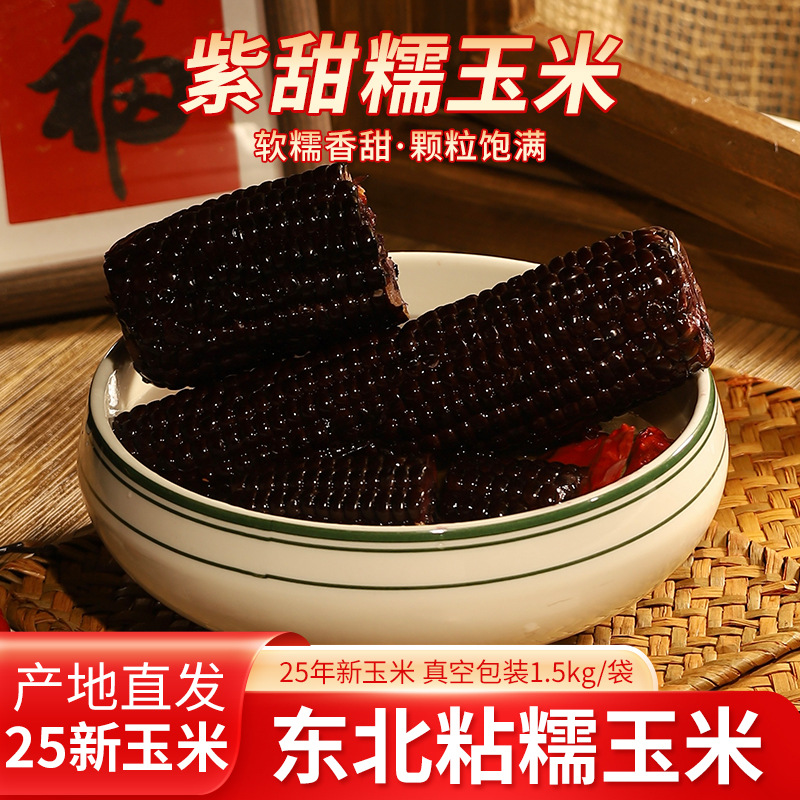 东福门紫甜糯玉米棒1.5kg真空装新鲜美甜糯东北玉米早餐速食搭子