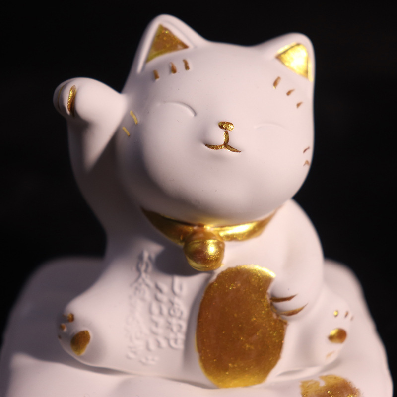 Lucky Cat Cute Aromatherapy Plaster Key Holder Decoration for Entryway, Living Room Tray, Housewarming Gift