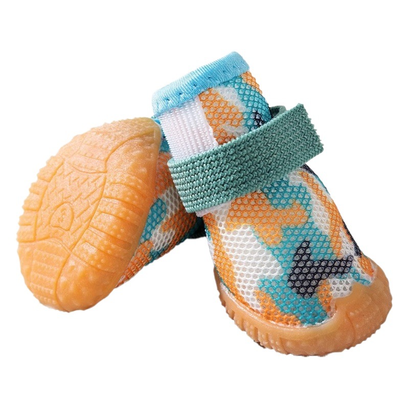 Pet Four Seasons zapatos transpirables zapatos de malla para perros zapatos elásticos oso de peluche antideslizante cubierta del pie resistente al desgaste no puede caerse pies