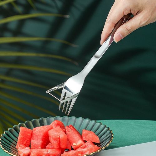 Watermelon Block Cutting Tool Watermelon Cutter Stainless Steel Fruit Cutter Creative Watermelon Fork Portable Multi-functional 