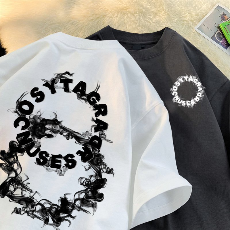 Factory Direct Cotton Men's Short-sleeved Summer Fashionable Loose T-shirt Fashionable Brand Leisure Sports High Street Base Shirt Women