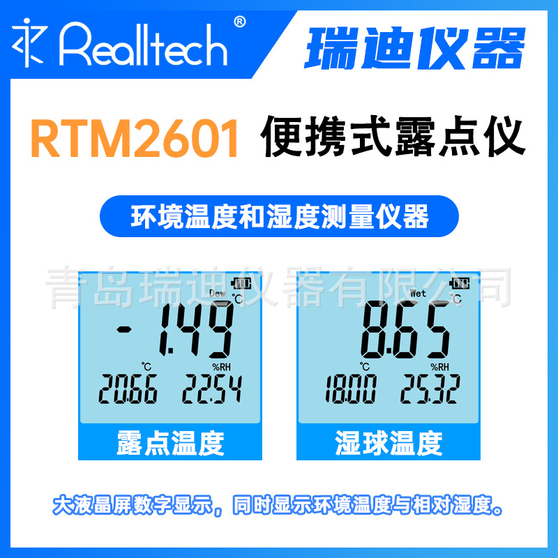 RTM2601 数显式高精度露点温度测量仪便携式温湿度表干湿球温度计
