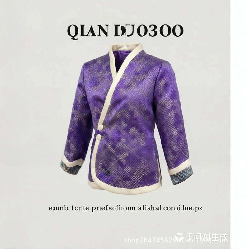 Silk brocade double-layer reversible fabric: 35% mulberry silk, 65% wool. Lining: 100% rayon. Purple top Silk brocade double-layer reversible fabric: 35% mulberry silk, 65% wool. Lining: 100% rayon. Purple top