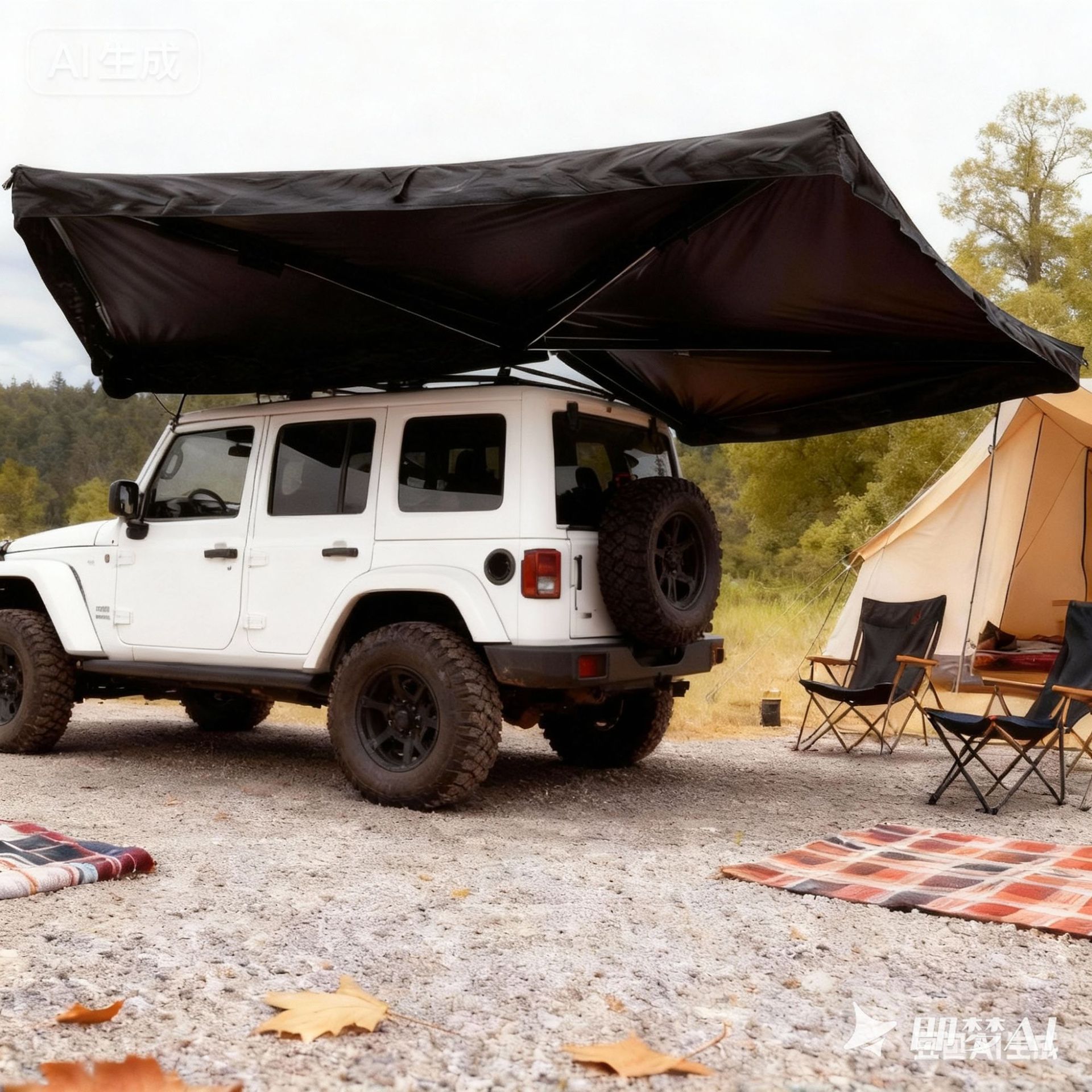 Fan-Shaped Canopy Side Tent 270-Degree Fan-Shaped Canopy Aluminum Alloy Automatic Outdoor Sun Protection Waterproof Camping Car Canopy