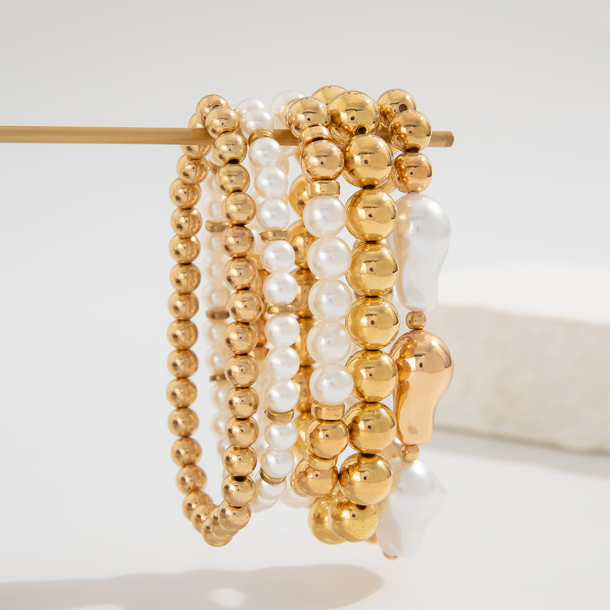 17g Weight CCB Pendant Material Bracelets Classification CCB, Imitation Pearl Chain Material Beaded Chain Chain Type 1 Set Quantity Banquet, Travel Occasion CCB, Imitation Pearl Material Heart Shape Pattern Women's Gender Plating Design Vintage Style Style Vintage Style Heart Shape CCB Imitation Pearl Beaded Chain Beaded Bracelets Wholesale 21