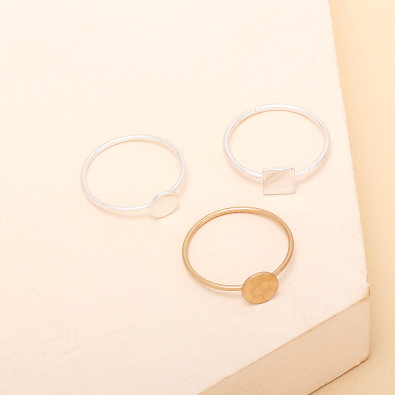 2g Weight Women'S Gender One Size Size Wholesale Jewelry Square Round Ring Set Nihaojewelry 2