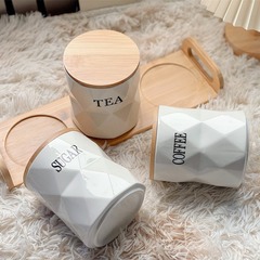 北欧風セラミック密封容器 キッチン用品 防湿 茶葉 コーヒー缶 高級感 家庭用 大容量保存容器