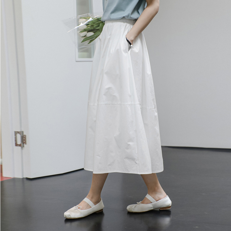Pear-shaped Rest-assured White Skirt Women's Spring Small A- line Skirt Summer Umbrella Skirt Women's 2025 Summer New
