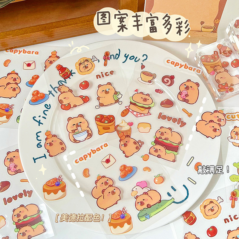 Cross-border kappibala hand account sticker cartoon capybara pet sticker student DIY sticker waterproof water cup mobile phone case