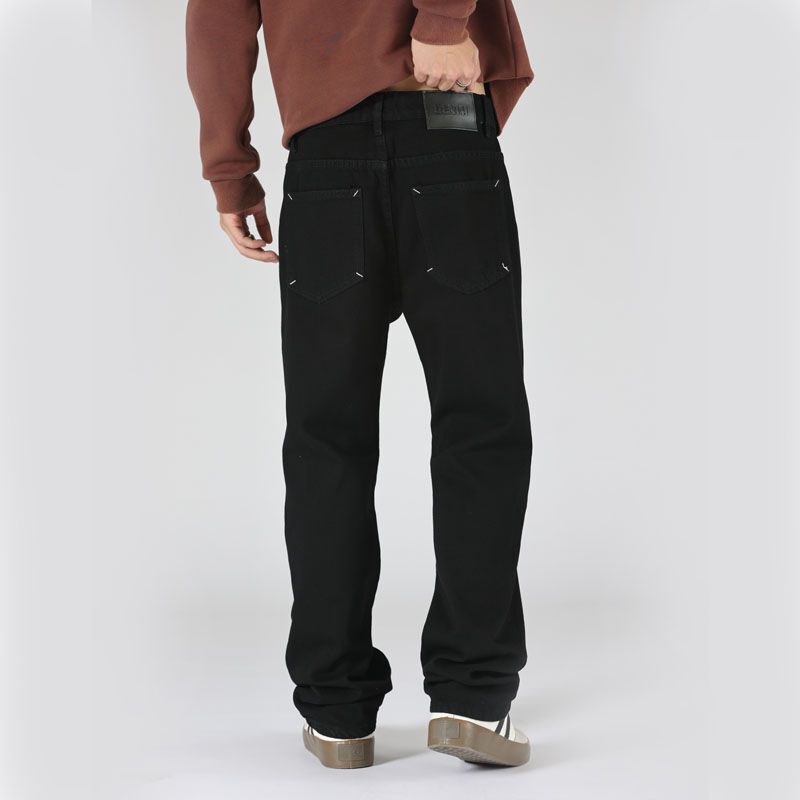 American High Street Fashion Brand Tall and Slim Black Jeans Men's Solid Color Simple Loose Wide-Leg Straight Long Pants