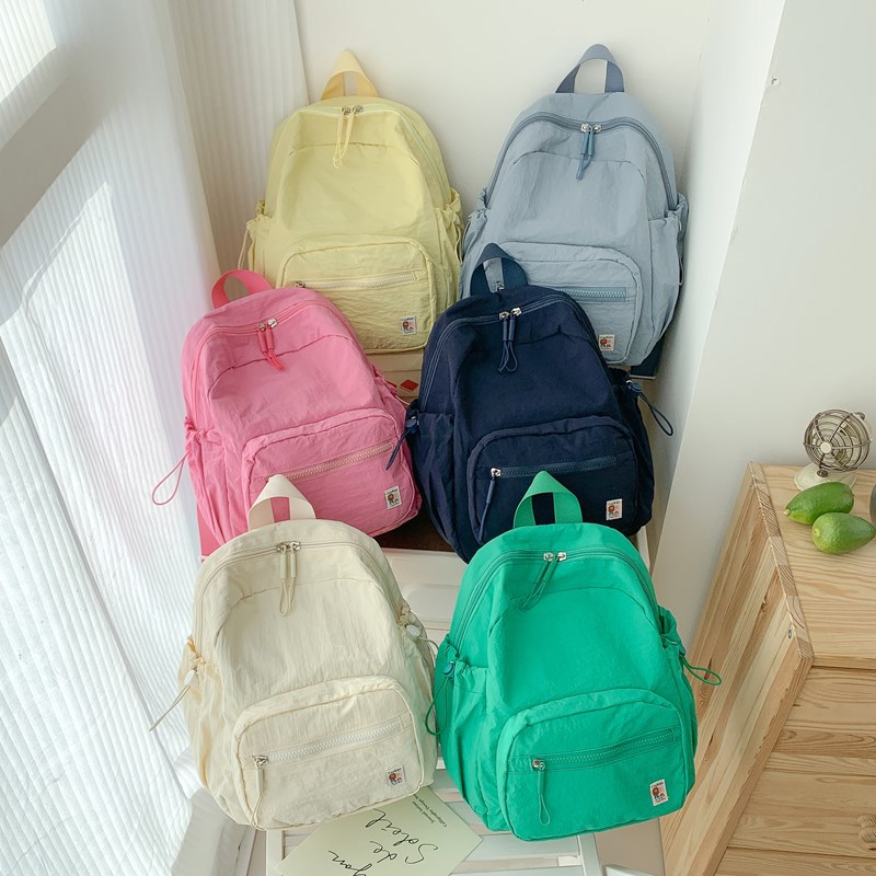 Mochila coreana de color macaron para niños y niñas, mochila de ocio, mochila de estudiantes ligera, mochila simple para niños de color sólido