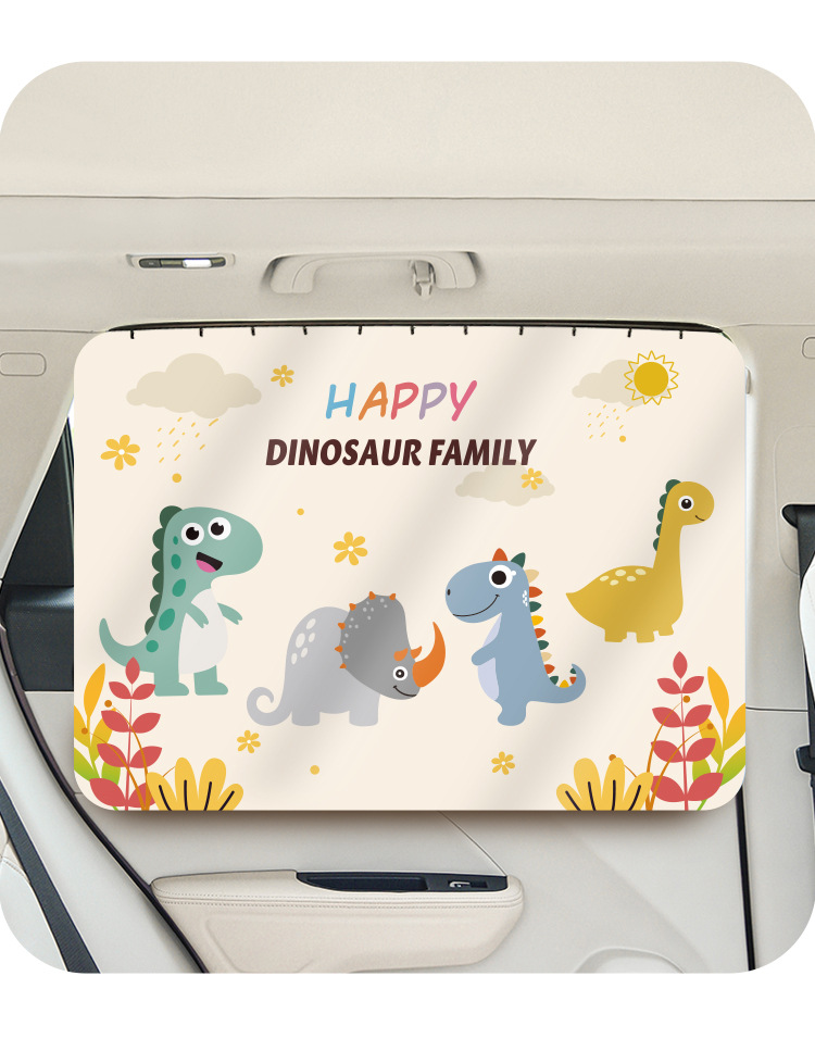 Car Window Sunshade Curtain, Track-Type Embedded Sunshade Curtain for Car, Baby Cartoon Car Sunshade