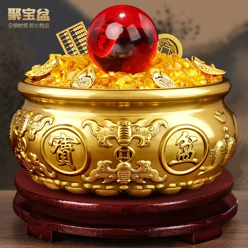 Украшения в виде изобилия для привлечения богатства, чистый медный слиток, хрустальная латунь, гостиная, магазин, стол, домашняя копилка