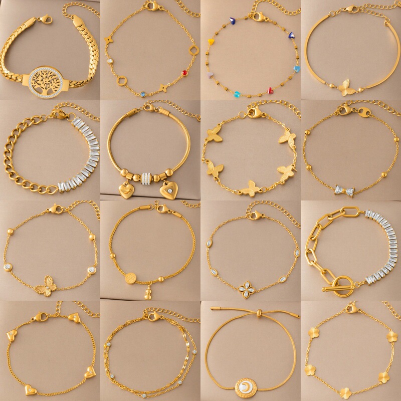 New Style Non-Fading Titanium Steel Four-Leaf Clover Love Bracelet, Cross-Border Best-Selling 18K Gold Women's Exquisite and High-End Jewelry