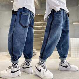 男童牛仔裤春秋装2022新款洋气儿童休闲裤胖男孩老爹裤大童百搭潮