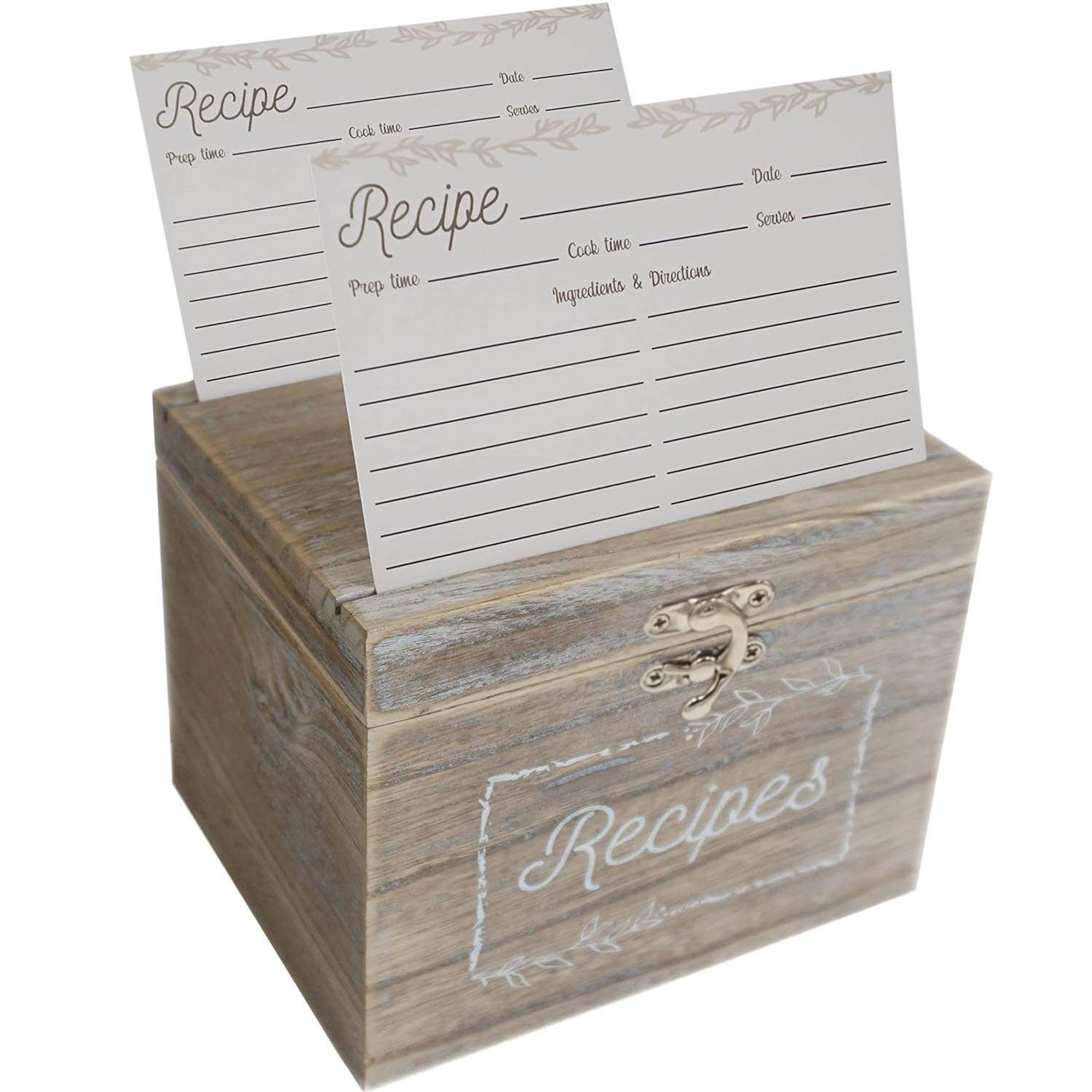 Rustic Pine Rectangular Recipe Card Divider (4x6inch) Includes 50 Recipe Cards and 12 Dividers