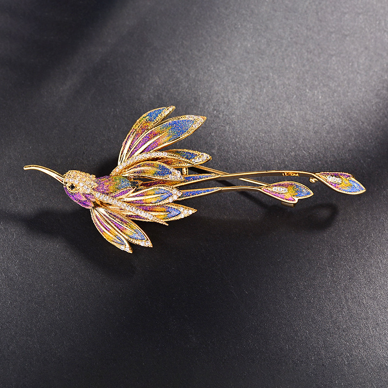New Classy Enamel Bird Brooch, Niche Design, Exquisite Micro-Inlaid Zirconium Corsage, Fashionable and Versatile Accessory Brooch