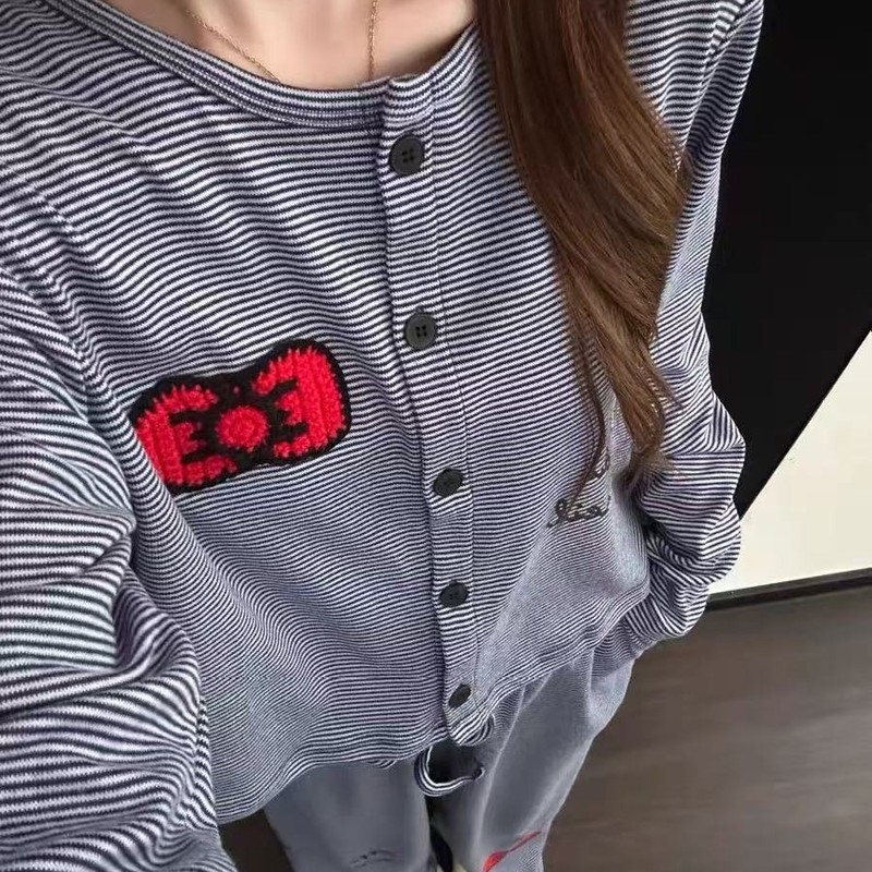 睡衣女秋冬款2025年新款加厚德绒网红爆款条纹蝴蝶结宽松家居服冬|undefined