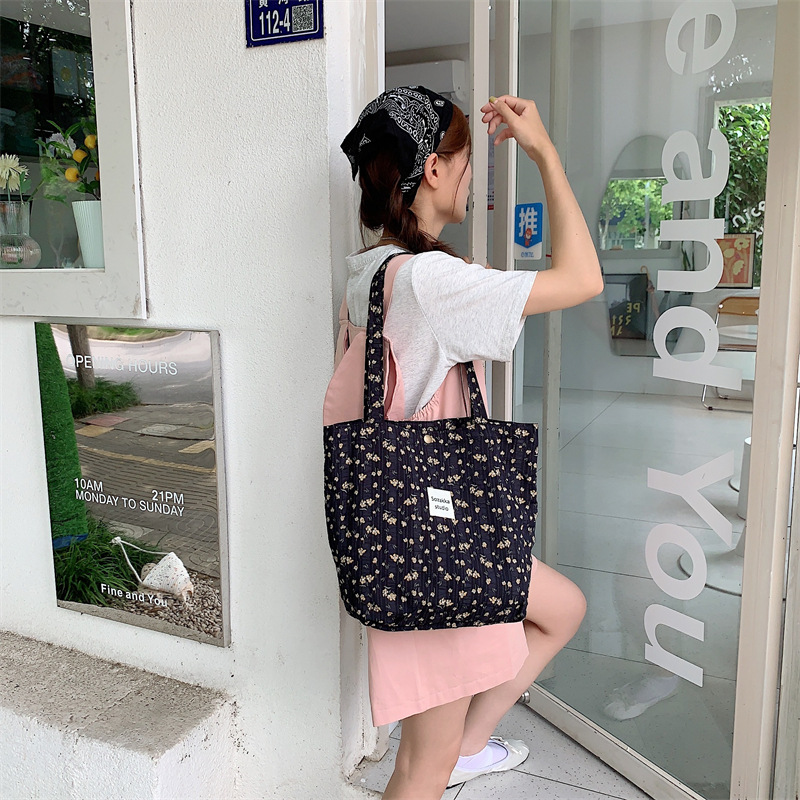 36251 Vintage floral canvas cosmetic bag, large-capacity handbag, women's single-shoulder crossbody bag, tote bag, underarm bag undefined