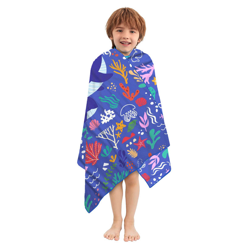 Microfiber Children's Quick Drying Beach Towel Bath Towel Bathrobe Swimming Shawl Sports Outdoor Swimming Accessory_voghion.com