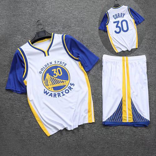 Short-sleeve faux two-piece basketball outfit set for summer—unisex design, perfect for students, kids, and athletes; features the iconic No. 30 Curry jersey for training and competitions.
