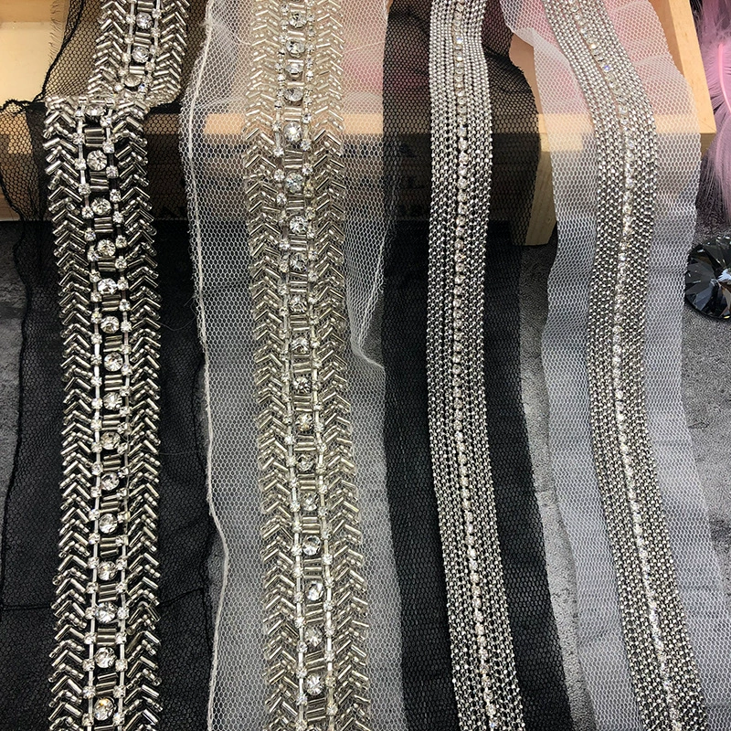 Бело-черная марлевая подошва, тяжелая ручная работа, сделай сам, бисер, аксессуары для одежды, кружевные аксессуары, сшитые вручную аксессуары для украшения одежды