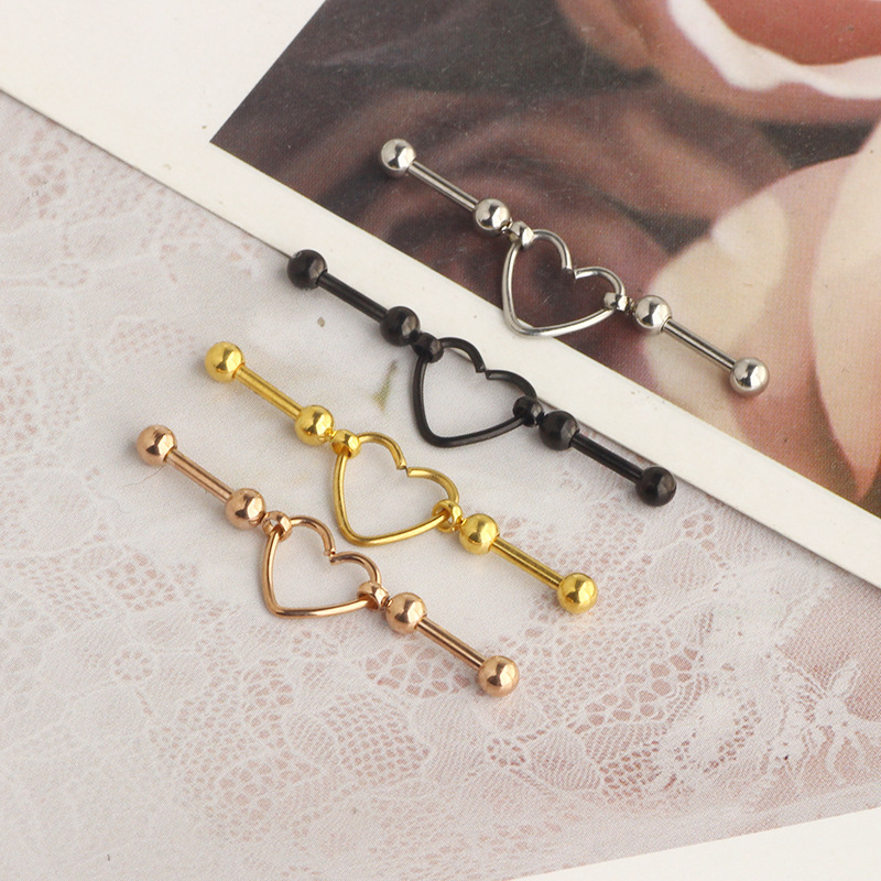 Stainless Steel Love Earrings Round Balls Love Ear Cartilage Studs Ear Piercing Jewelry detail image 8