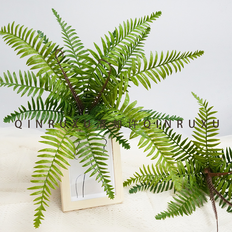 軟膠蕨類綠植仿真綠色植物波斯草把束造景盆栽植物人造塑料綠植