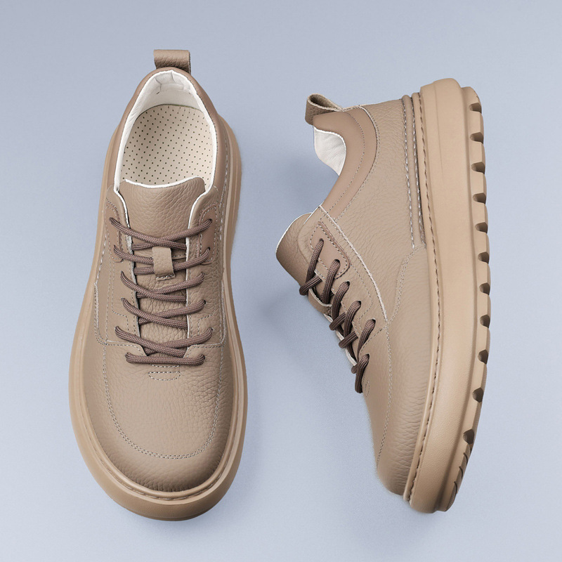 Cabeza de piel de vaca de otoño nuevos zapatos casuales de hombre zapatos transpirables de cuero de suela gruesa zapatos de cuero ultraligeros de hombre zapatos suaves
