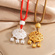 999足银平安锁吊坠如意平安长命锁儿童镂空国风银饰福锁项坠项链