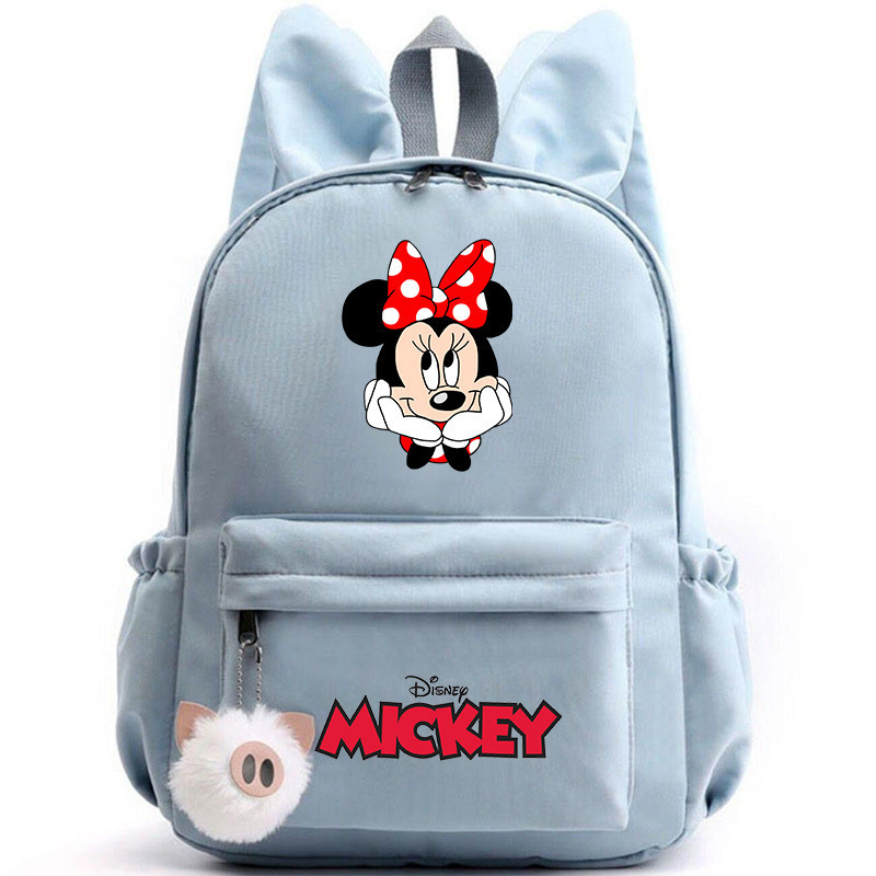 Little Mouse Mickey Minnie Girl Backpack Teenager Backpack Casual School Bag Travel Rabbit Ears Backpack