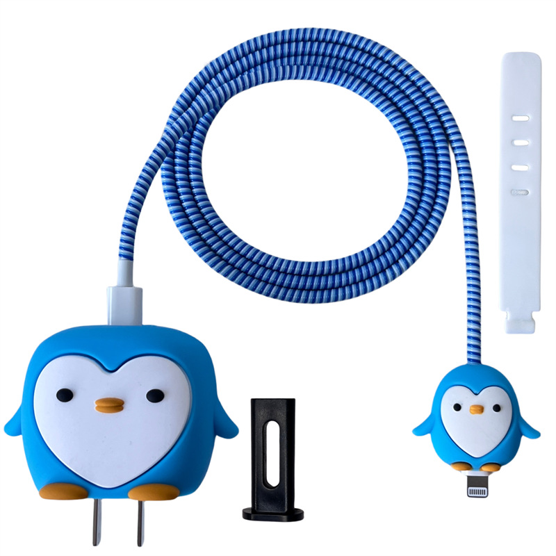 63g Weight Usb cable protection sleeve Classification Environmentally Friendly PVC Material Cartoon Pattern Cute Style Suitable For IPhone 18W/20W Data Cable Charger Protective Cover 5-piece Set 2