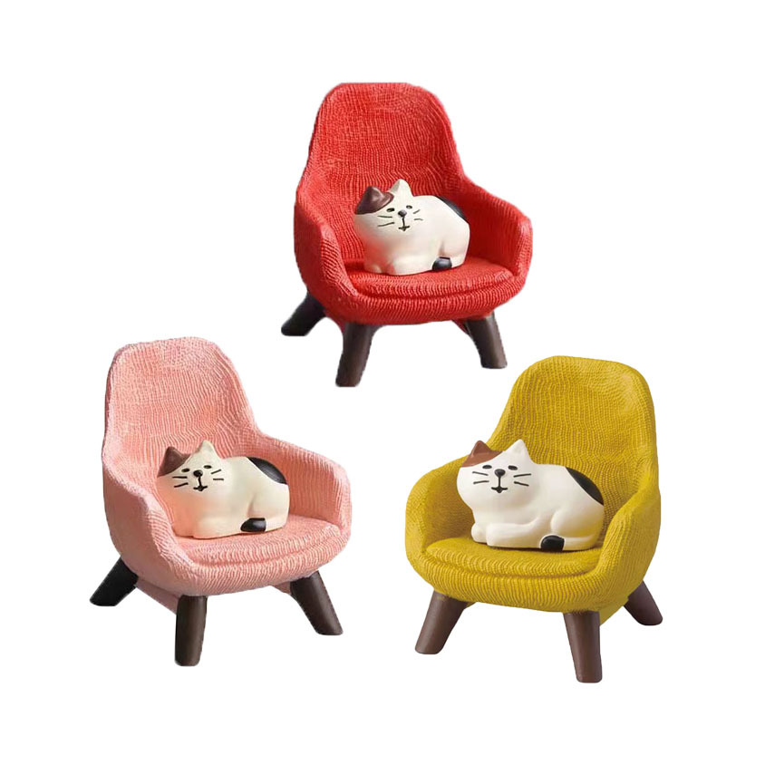 의자 장식 장식품 일본 고양이 ZAKKA 크리 에이 티브 블라인드 박스 손으로 만든 미니어처 장면 장식 수지 고양이 공예품