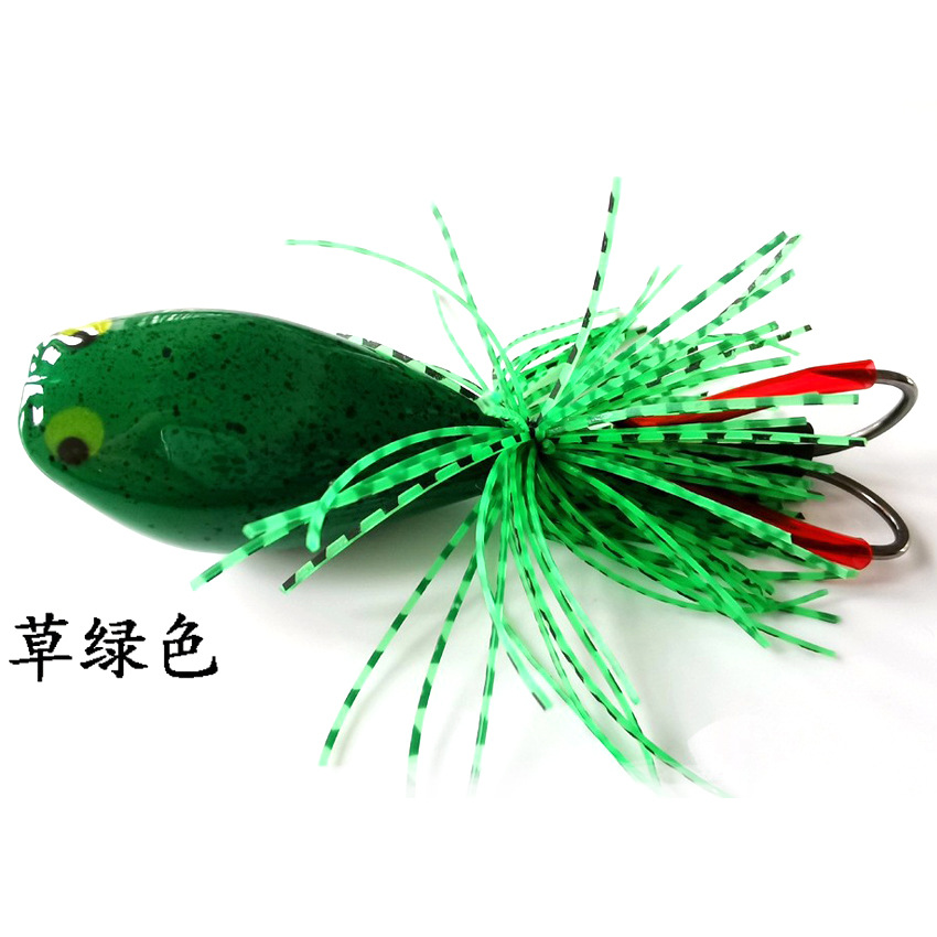 Thunder Frog ABS rana dura con doble gancho cabeza de serpiente cebo de rana agua flotante cebo falso pez negro jugando negro nuevo nueve colores