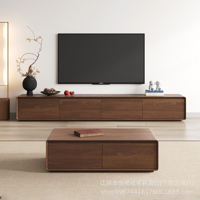 北欧极简落地电视柜落地式客厅茶几组合中古风家具其他木简约现代