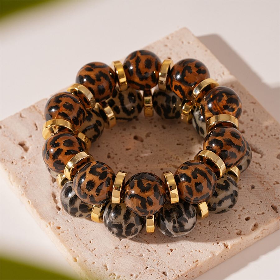 Alloy, Elastic string Chain Material Retro Leopard Alloy Beaded Chain Beaded Bracelets Wholesale
