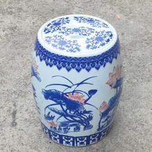 陶瓷米缸 青花瓷釉下彩带圆柱形米桶油桶防潮防霉 家居收藏摆件
