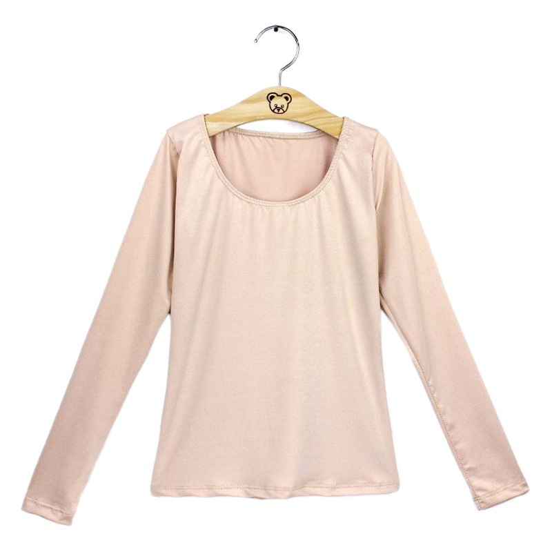 De los niños danza que basa la camisa primavera de las muchachas color carne manga larga invisible ropa interior apretada práctica superior