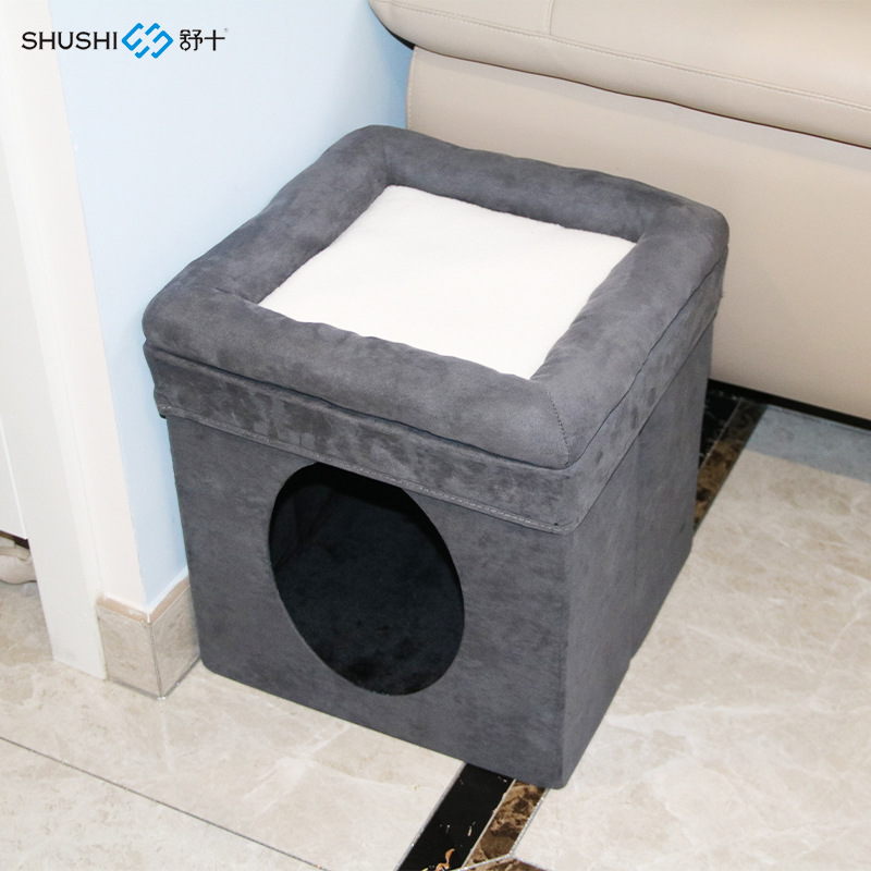 Nido para gatos Junhao para verano y todas las estaciones, estilo nórdico, hogar para mascotas, cama casa semicerrada plegable, suministros para gatos
