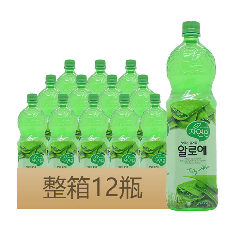 韩国原装进口 熊津芦荟汁粒粒果肉1.5L*12瓶 果汁粒果肉饮料